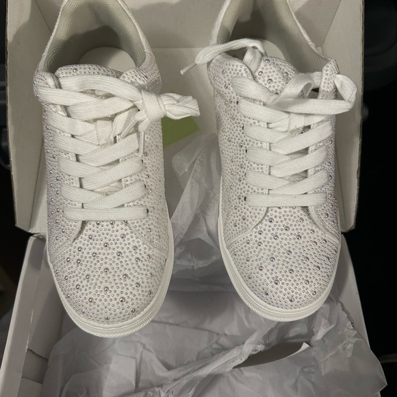 White Rhinestone Sneakers - Picture 5 of 6